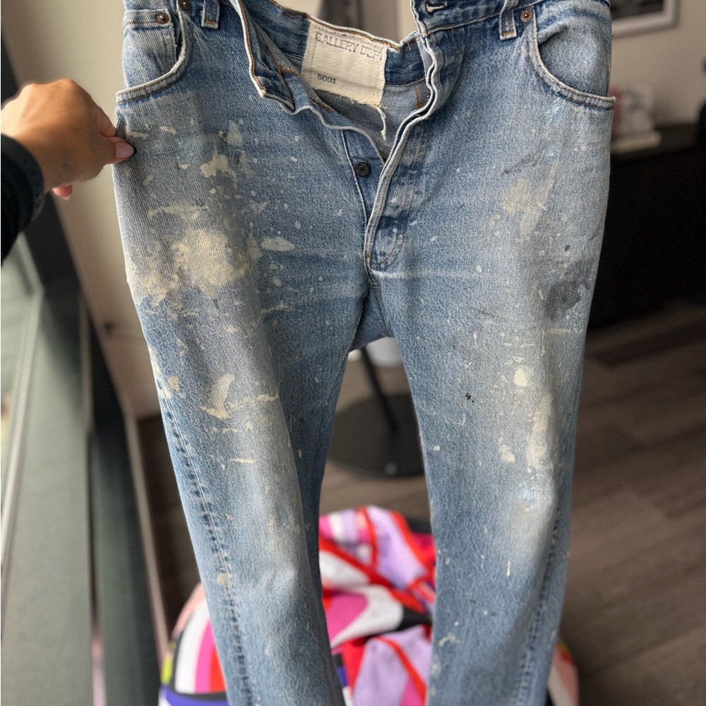 Gallery Dept X Levi’s 501 Denim- Art on Display by Josue Thomas distressed Jeans